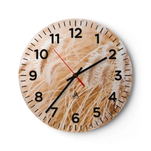 Reloj de pared - Reloj de vidrio - El dorado susurro de las hierbas - 30x30 cm