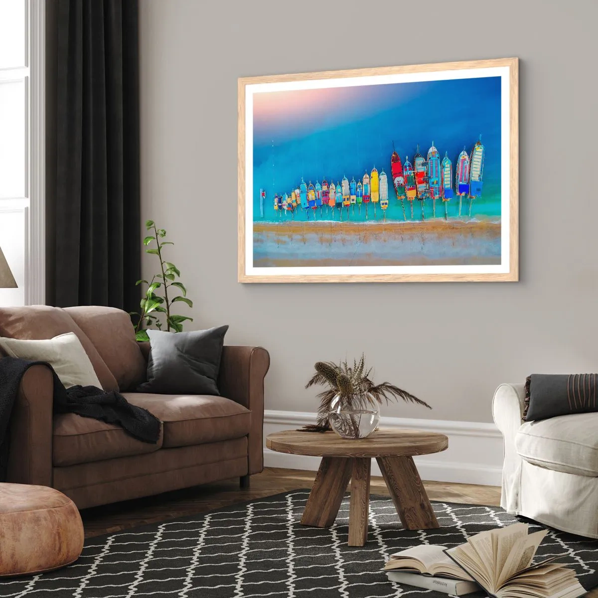 Póster en marco roble claro - A vista de pájaro - 70x50 cm