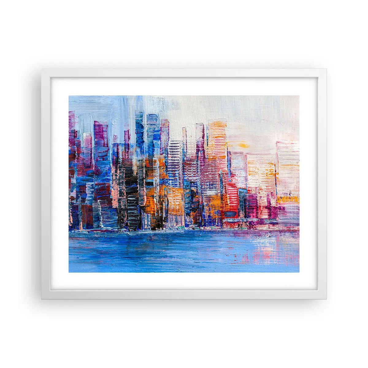 Póster en marco blanco - Una metrópoli alegre - 50x40 cm
