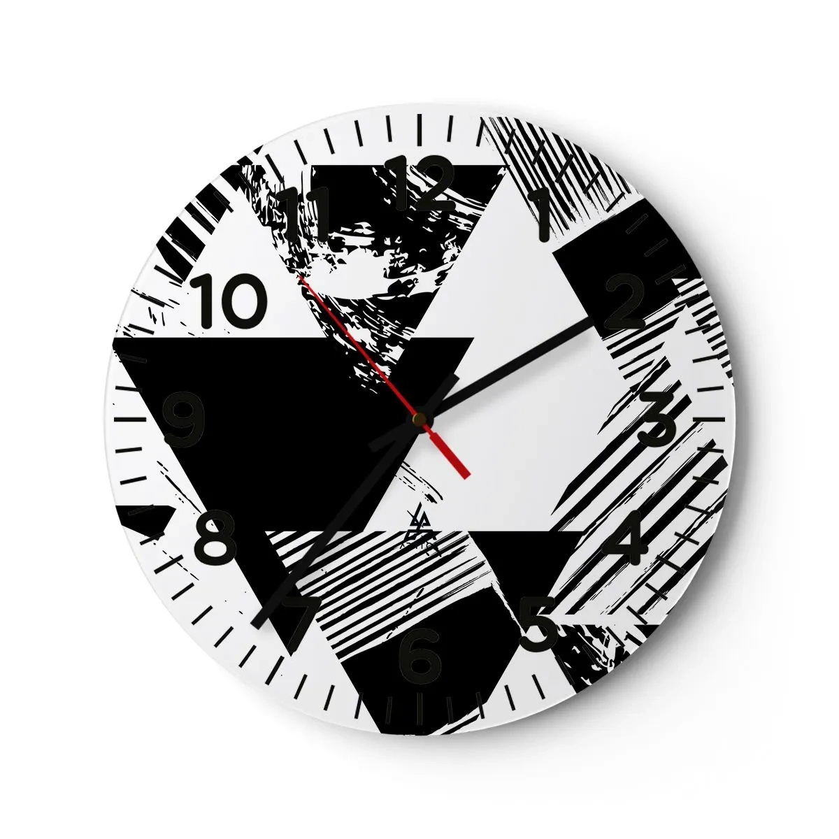 Reloj de pared - Reloj de vidrio - Una lluvia de triángulos - 30x30 cm