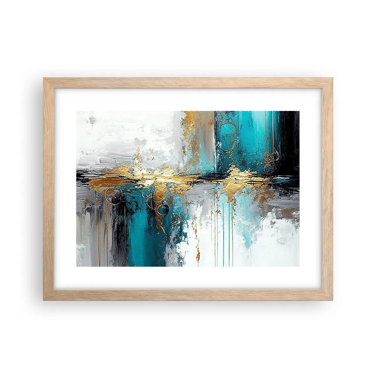Póster en marco roble claro - Todo fluye - 40x30 cm