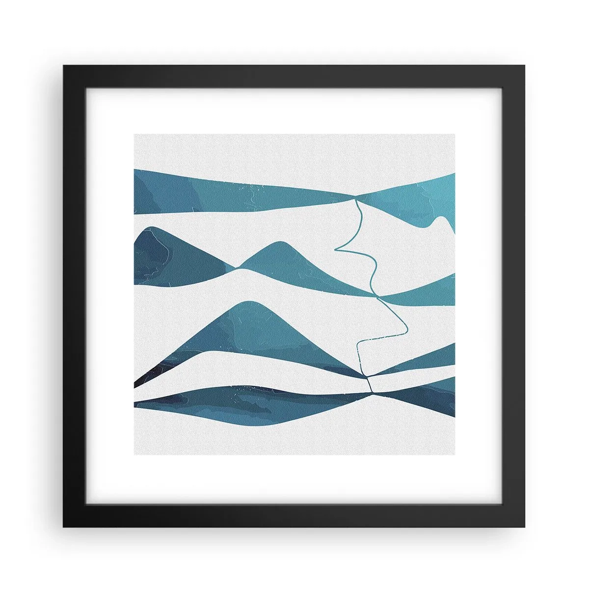 Póster en marco negro - Abstracción: un compuesto turquesa - 30x30 cm