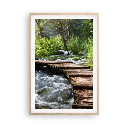 Póster en marco roble claro - Sobre una cascada de espuma - 61x91 cm