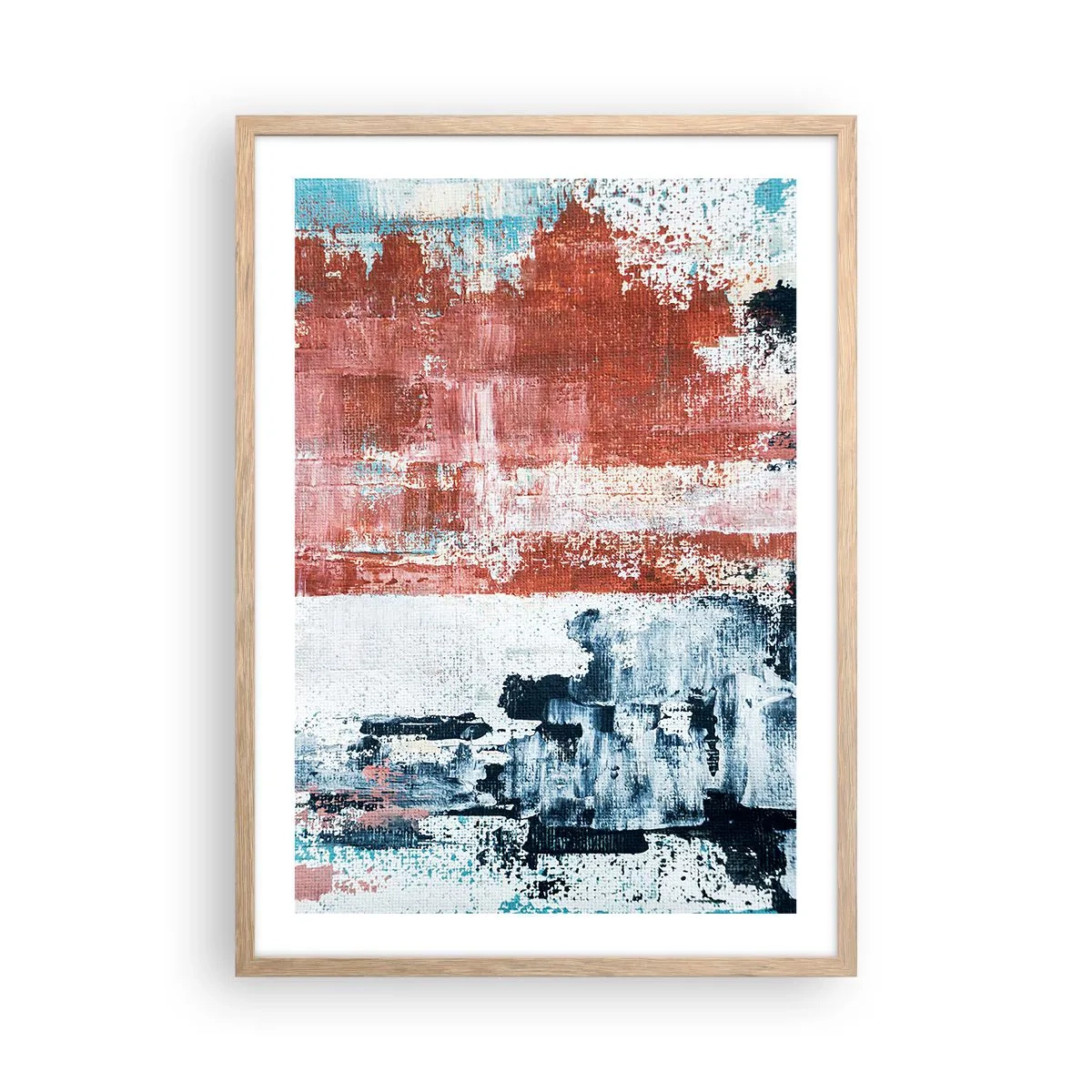 Póster en marco roble claro - Mitad abstracción, mitad abstracción - 50x70 cm
