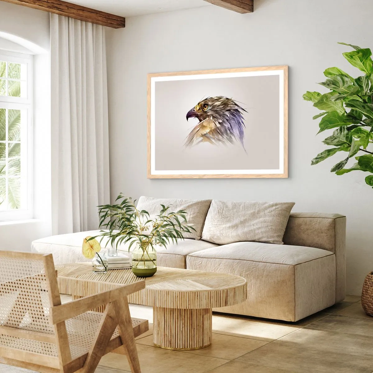 Póster en marco roble claro - Retrato de un guerrero - 100x70 cm