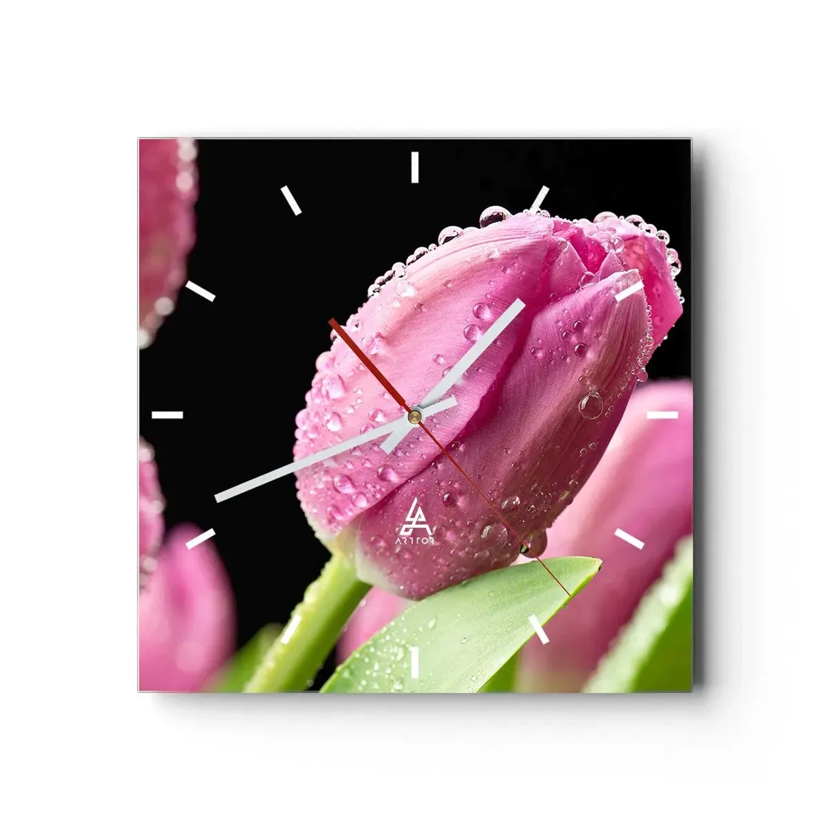 Reloj de pared - Reloj de vidrio - Un sueño de lilas en el rocío - 40x40 cm