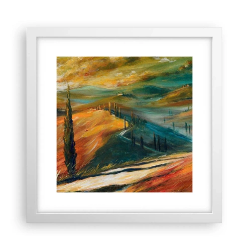 Póster en marco blanco - Paisaje toscano - 30x30 cm