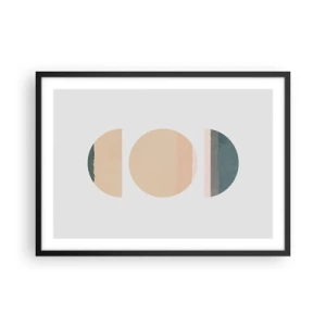 Póster en marco negro - Formas geométricas abstractas en colores pastel - 70x50cm - Círculo tras círculo - Decoración de pared moderna para salón y dormitorio ARTTOR