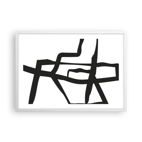 Póster en marco blanco - Construcción en blanco y negro - 70x50 cm