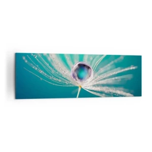 Cuadro sobre lienzo - Impresión de Imagen - Macro de una gota de agua sobre una delicada semilla de diente de león. - 160x50cm - Momento místico - Decoración de pared moderna para salón y dormitorio ARTTOR