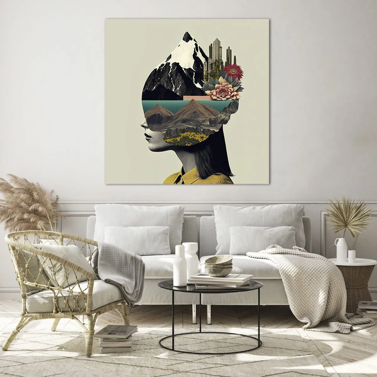 Cuadro sobre vidrio - Impresiones sobre Vidrio - La mujer, siempre un misterio - 70x70 cm