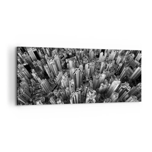 Cuadro sobre lienzo - Impresión de Imagen - Vista aérea de la ciudad en blanco y negro - 120x50cm - Cada vez más alto - Decoración de pared moderna para salón y dormitorio ARTTOR