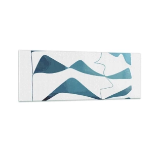 Cuadro sobre vidrio - Impresiones sobre Vidrio - Formas abstractas en tonos azules sobre un fondo blanco. - 140x50cm - Abstracción: un compuesto turquesa - Decoración de pared moderna para salón y dormitorio ARTTOR