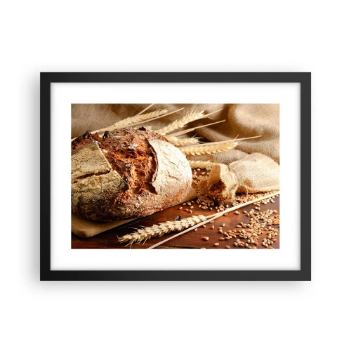 Póster en marco negro - Apetitoso, fragante, crujiente - 40x30 cm