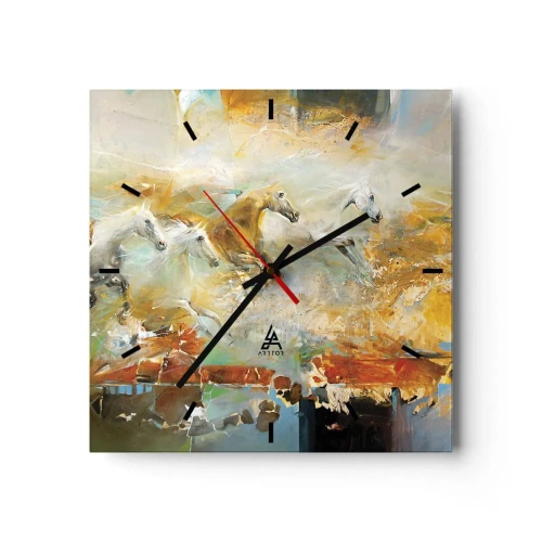 Reloj de pared - Reloj de vidrio - Galopando a través de la luz - 40x40 cm
