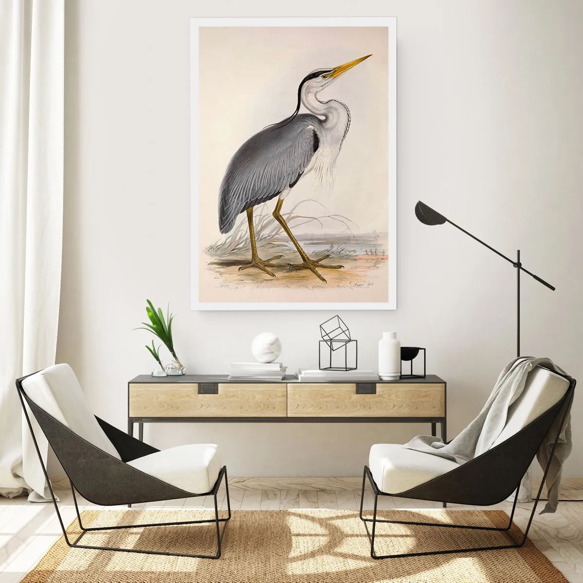 Póster - La gracia de la garza - 50x70cm - Encanto de garza - Decoración de pared moderna para salón y dormitorio ARTTOR