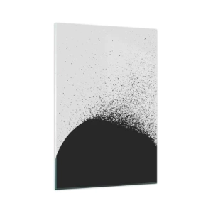 Cuadro sobre vidrio - Impresiones sobre Vidrio - Patrón abstracto con partículas negras sobre un fondo claro - 70x100cm - El movimiento de las partículas - Decoración de pared moderna para salón y dormitorio ARTTOR