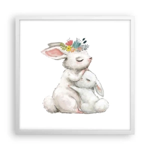 Póster en marco blanco - En ningún lugar mejor que con mamá - 50x50 cm