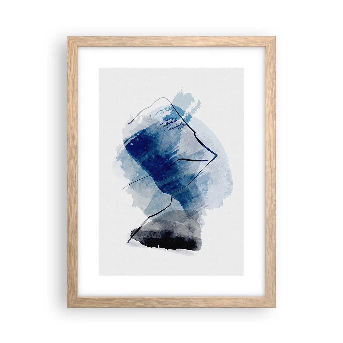 Póster en marco roble claro - Montaña helada - 30x40 cm