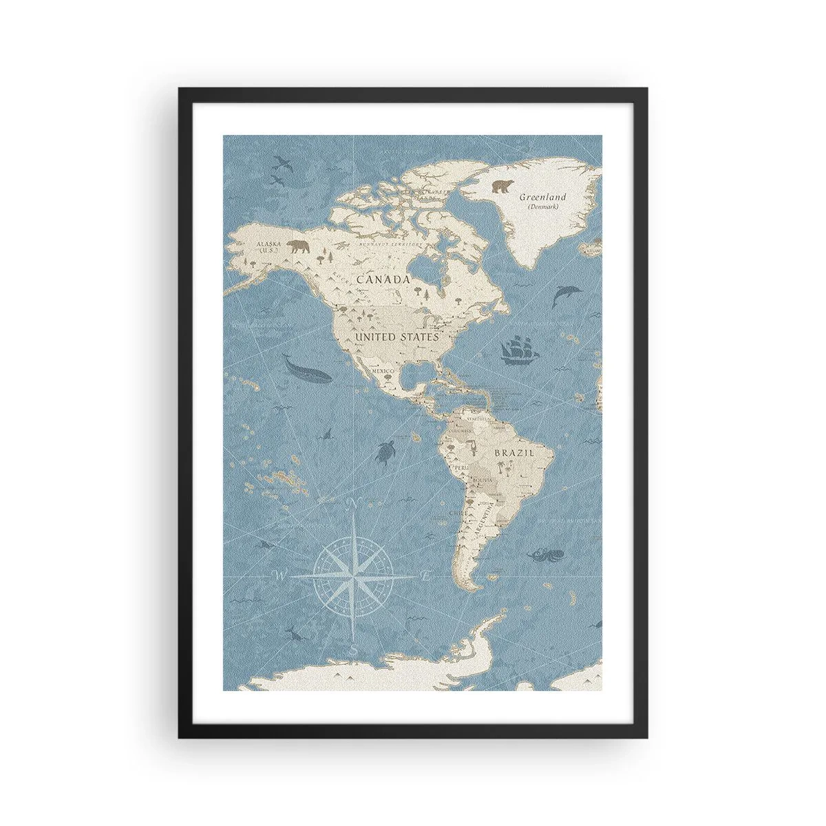 Póster en marco negro - Un mundo al alcance de la mano - 50x70 cm