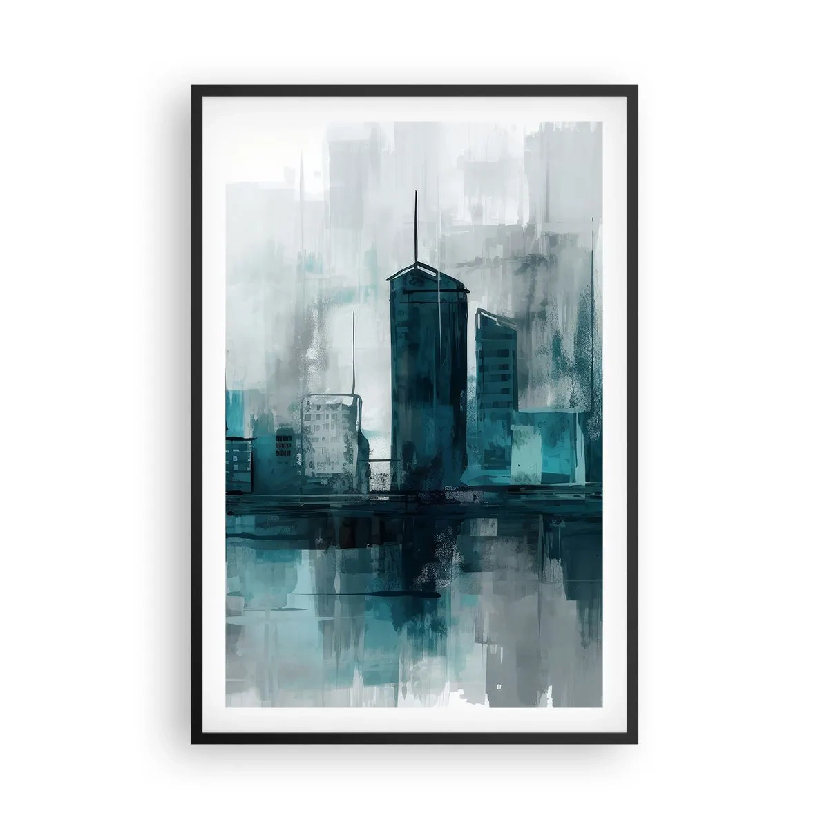 Póster en marco negro - Ciudad color lluvia - 61x91 cm