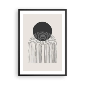 Póster en marco negro - Motivo minimalista de círculos y líneas en blanco y negro - 50x70cm - Temblor y certeza - Decoración de pared moderna para salón y dormitorio ARTTOR