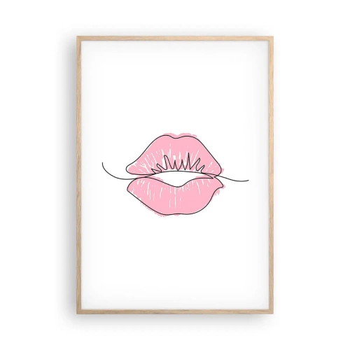 Póster en marco roble claro - ¿Listo para un beso? - 70x100 cm