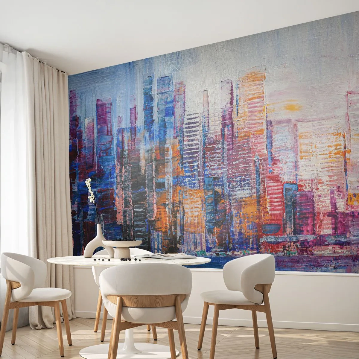Fotomural Premium Canvas - Una metrópoli alegre - Ciudad, Arquitectura, rascacielos - 250x175 cm