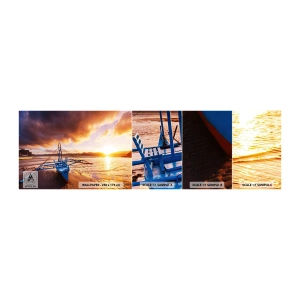 Muestra De Fotomural Standard Eco - Después de un largo día, relájate en la arena - Paisaje, Mar, Barco de pesca - 100x30 cm