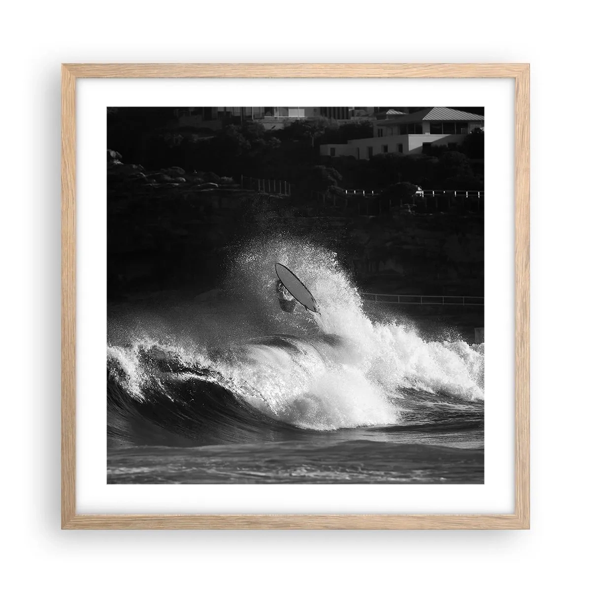 Póster en marco roble claro - Desafío aceptado - 50x50 cm