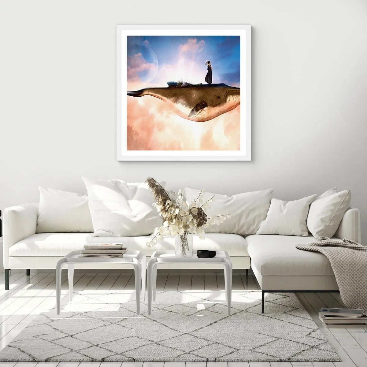 Póster en marco blanco - Un viaje surrealista - 50x50 cm