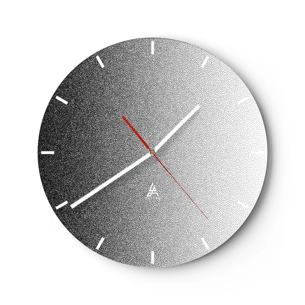 Reloj de pared - Reloj de vidrio - Un degradado en blanco y negro formado por puntos densos que se desvanecen en la luz. - 30x30cm - Hacia la luz - Decoración de pared moderna para salón, cocina y dormitorio ARTTOR