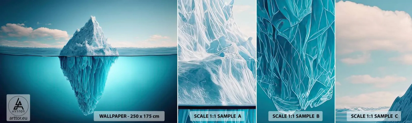 Muestra De Fotomural Standard Eco - El trono de hielo - Iceberg, Agua, glaciar - 100x30 cm