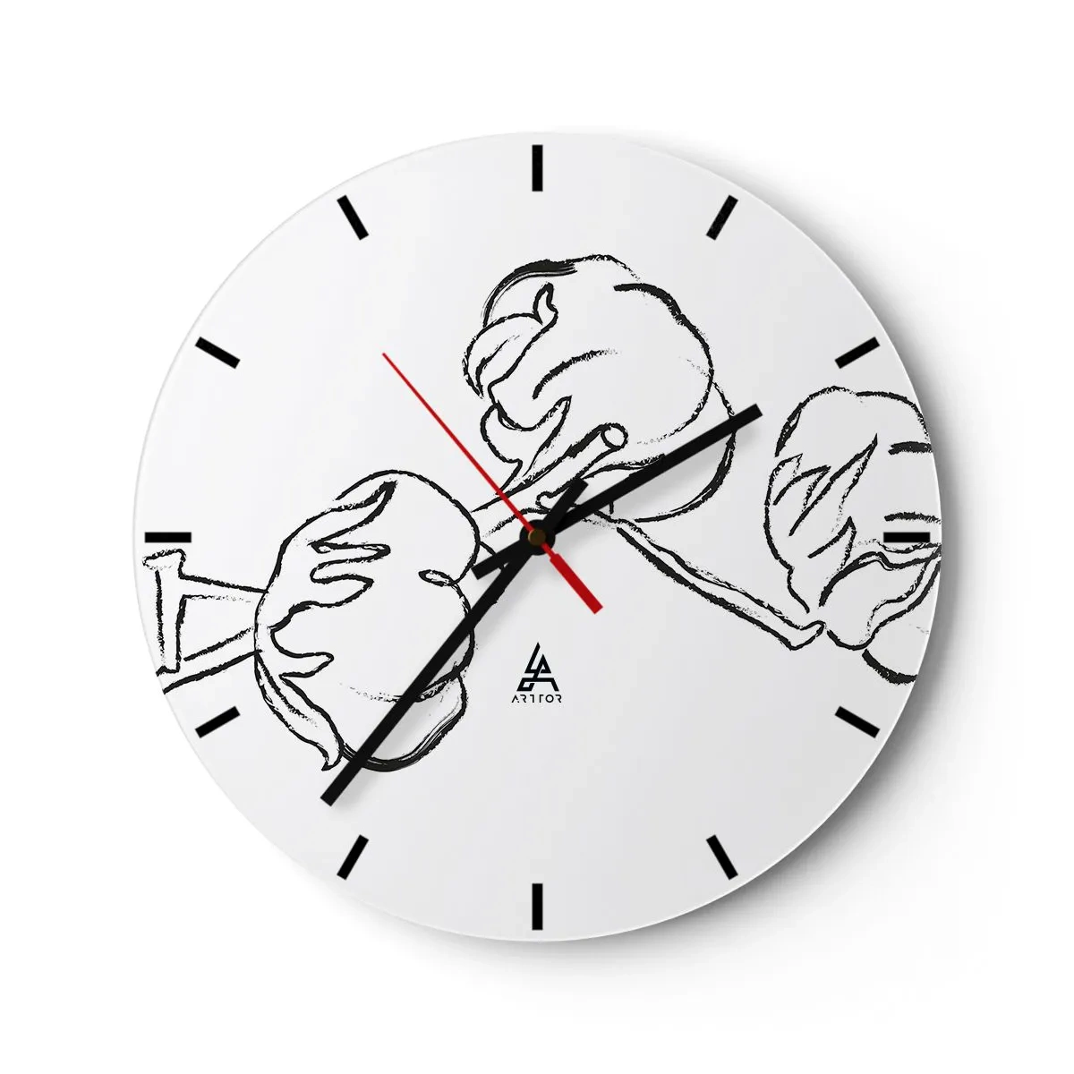 Reloj de pared - Reloj de vidrio - Plumón de algodón - 30x30 cm