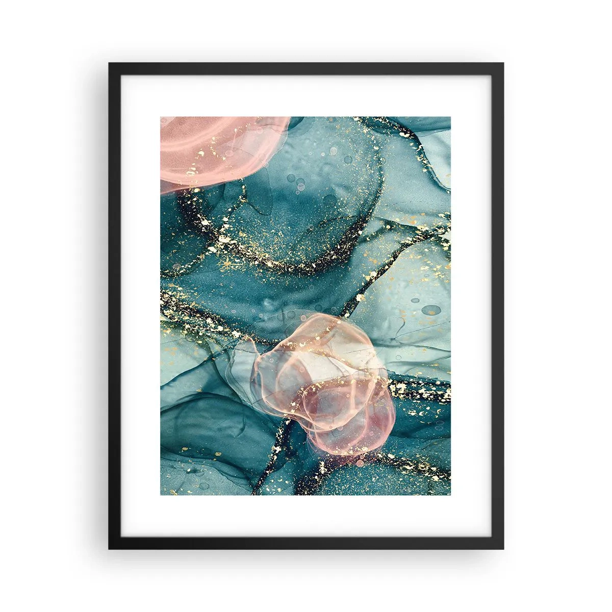 Póster en marco negro - Seda azul, tul rosa - 40x50 cm