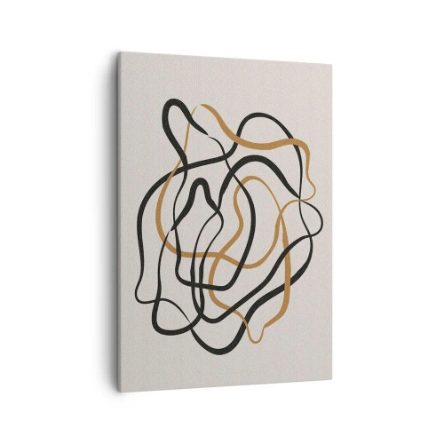 Cuadro sobre lienzo - Impresión de Imagen - Líneas enredadas en negro y dorado sobre un fondo claro. - 50x70cm - Todo ha salido mal - Decoración de pared moderna para salón y dormitorio ARTTOR