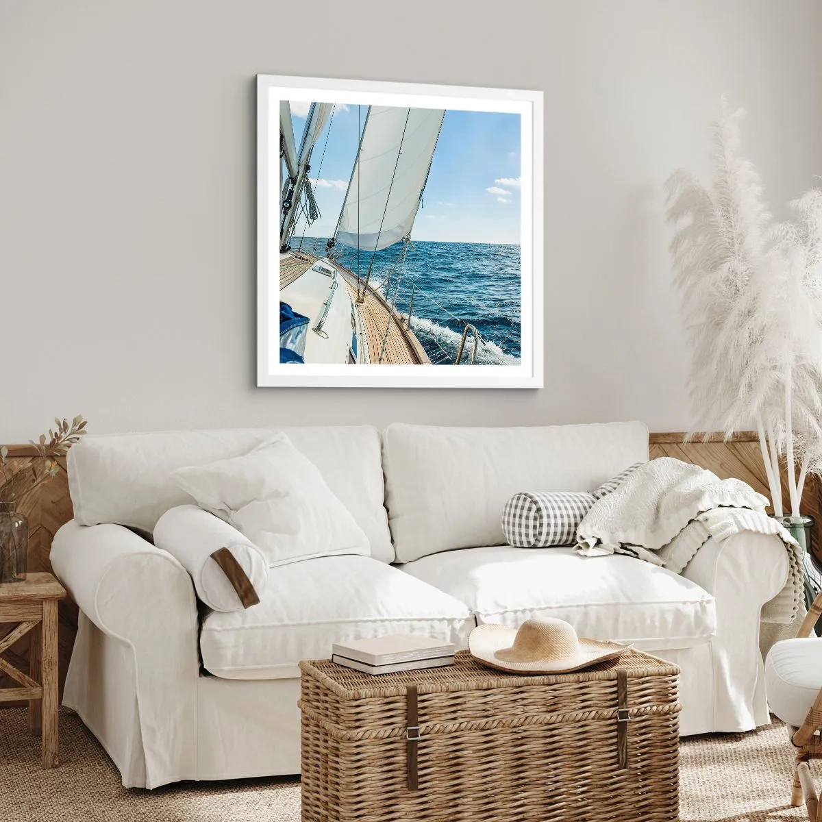 Póster en marco blanco - Ahoy, a la aventura - 30x30 cm