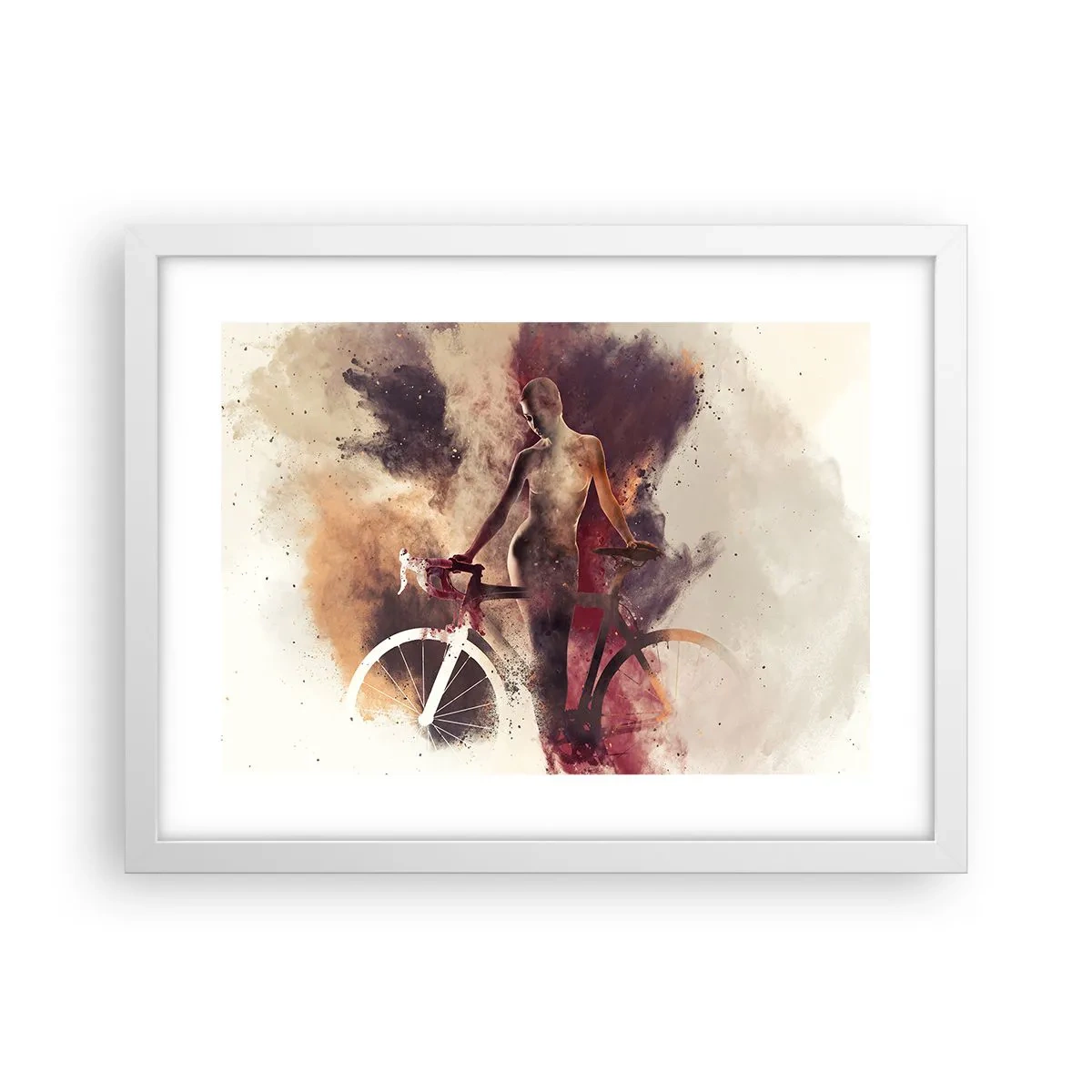 Póster en marco blanco - En las formas de mármol un alma ciclista - 40x30 cm