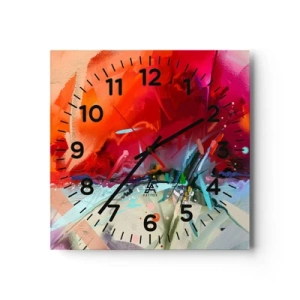 Reloj de pared - Reloj de vidrio - Una explosión de luces y colores - 30x30 cm