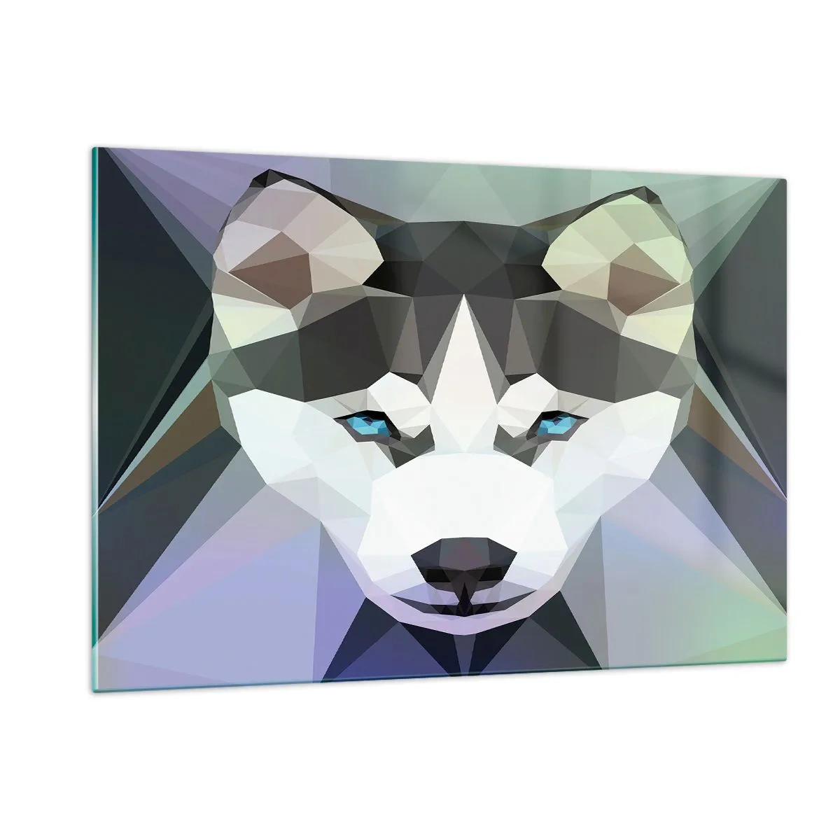 Cuadro sobre vidrio - Impresiones sobre Vidrio - Geometría del lobo en un estilo moderno - 120x80cm - El recuerdo de las nieves del norte - Decoración de pared moderna para salón y dormitorio ARTTOR
