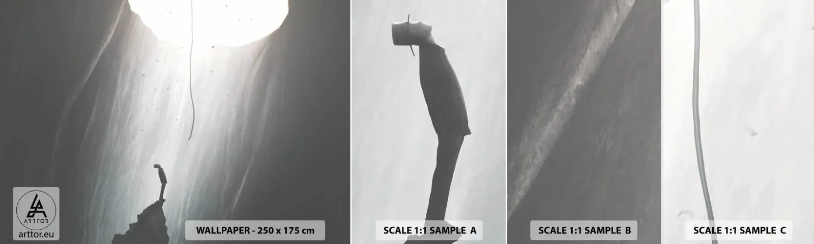 Muestra De Fotomural Standard Eco - Siempre hay una salida - Cueva, Hombre, Escalada - 100x30 cm