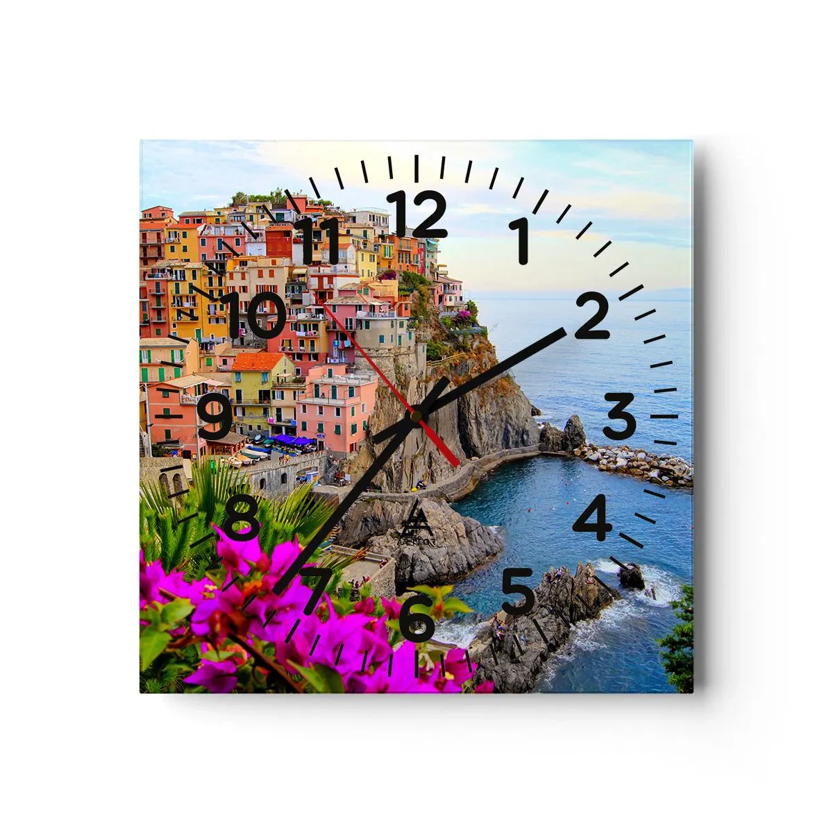 Reloj de pared - Reloj de vidrio - La ciudad de la risa - 30x30 cm
