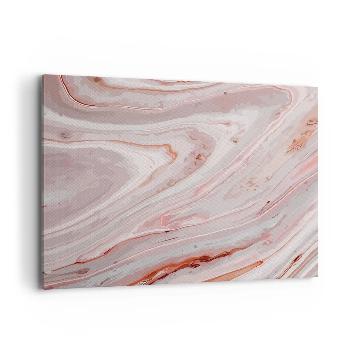 Cuadro sobre lienzo - Impresión de Imagen - Ondas abstractas en delicados tonos rosa y beige. - 100x70cm - Rosa líquido - Decoración de pared moderna para salón y dormitorio ARTTOR