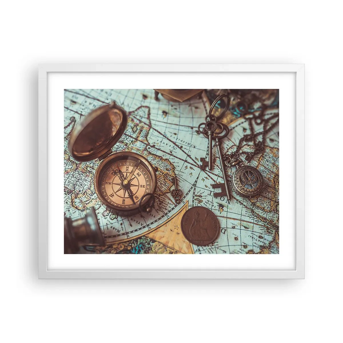 Póster en marco blanco - Para el aventurero - 50x40 cm