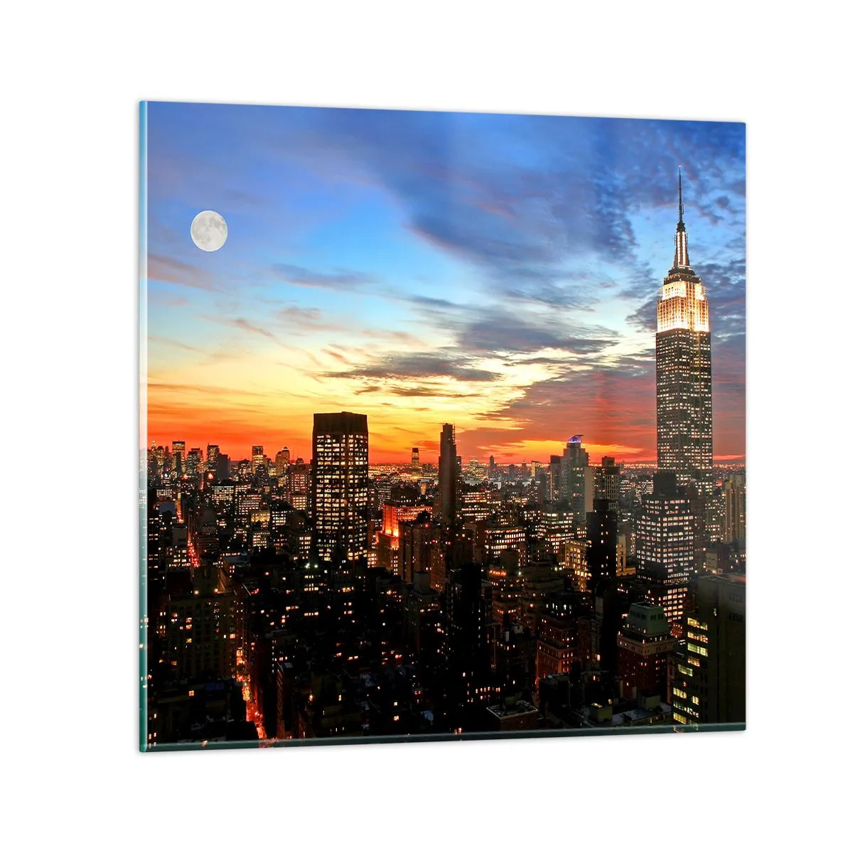 Cuadro sobre vidrio - Impresiones sobre Vidrio - Una luminosa noche americana - 30x30 cm