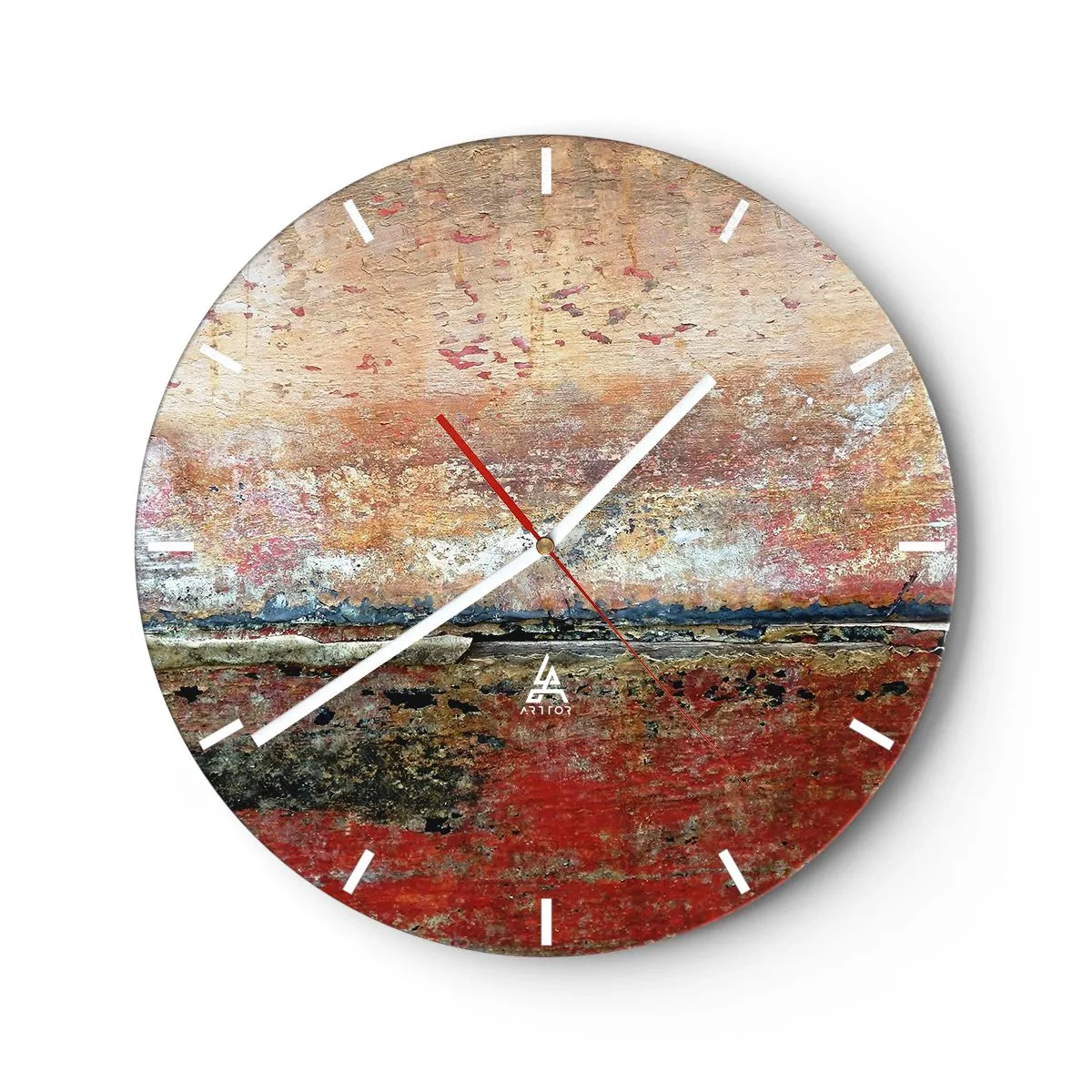 Reloj de pared - Reloj de vidrio - Un paisaje abstracto con textura y tonos tierra cálidos. - 30x30cm - Tal vez sea el mar - Decoración de pared moderna para salón, cocina y dormitorio ARTTOR
