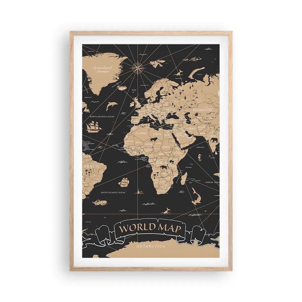Póster en marco roble claro - Las fronteras de mi mundo - 61x91 cm