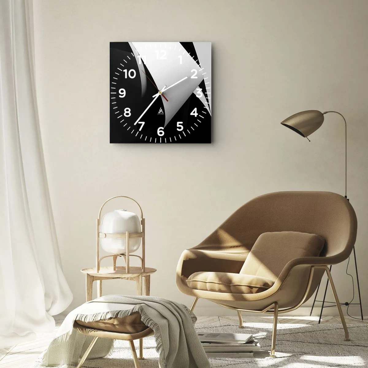 Reloj de pared - Reloj de vidrio - Planos de luz desde las profundidades de la sombra - 30x30 cm