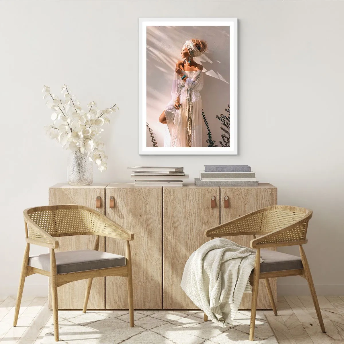 Póster en marco blanco - El sol y la joven - 61x91 cm