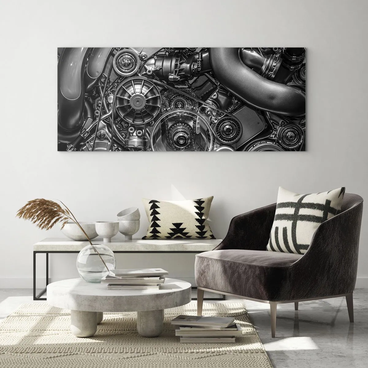 Cuadro sobre vidrio - Impresiones sobre Vidrio - La poesía de la mecánica - 100x40 cm